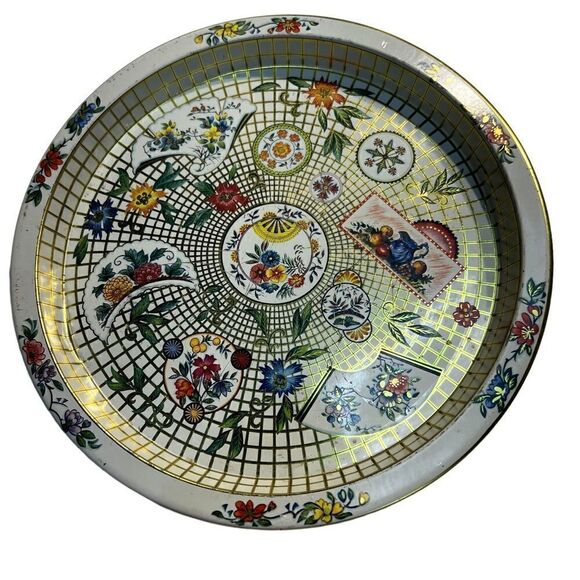 Vintage Daher Decorated Ware England tin round decorative round tray - Picture 6 of 12